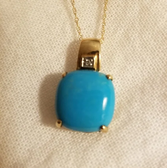 Sleeping Beauty or Persian Turquoise Gold Pendant - Picture 8 of 14